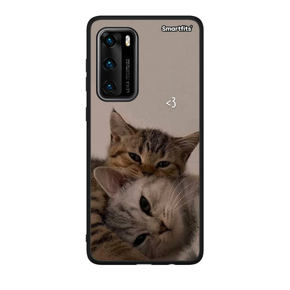 Huawei P40 Cats In Love Θήκη από τη Smartfits με σχέδιο στο πίσω μέρος και μαύρο περίβλημα | Smartphone case with colorful back and black bezels by Smartfits