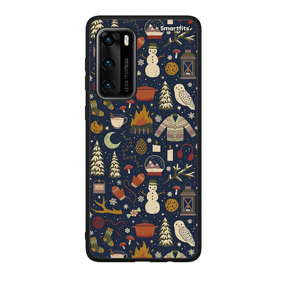 Huawei P40 Christmas Elements θήκη από τη Smartfits με σχέδιο στο πίσω μέρος και μαύρο περίβλημα | Smartphone case with colorful back and black bezels by Smartfits