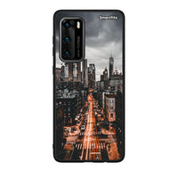 Thumbnail for Huawei P40 City Lights θήκη από τη Smartfits με σχέδιο στο πίσω μέρος και μαύρο περίβλημα | Smartphone case with colorful back and black bezels by Smartfits