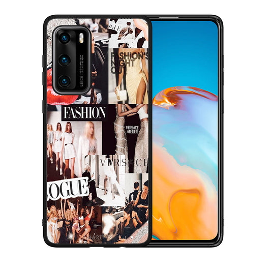Θήκη Αγίου Βαλεντίνου Huawei P40 Collage Fashion από τη Smartfits με σχέδιο στο πίσω μέρος και μαύρο περίβλημα | Huawei P40 Collage Fashion case with colorful back and black bezels