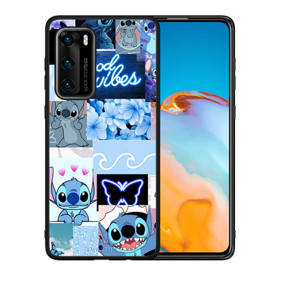 Θήκη Αγίου Βαλεντίνου Huawei P40 Collage Good Vibes από τη Smartfits με σχέδιο στο πίσω μέρος και μαύρο περίβλημα | Huawei P40 Collage Good Vibes case with colorful back and black bezels