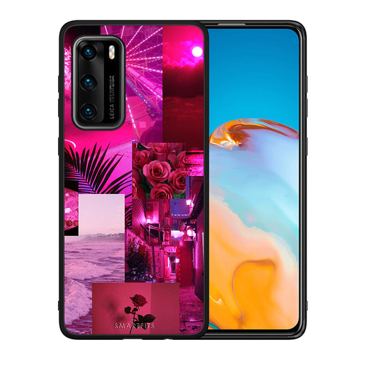 Θήκη Αγίου Βαλεντίνου Huawei P40 Collage Red Roses από τη Smartfits με σχέδιο στο πίσω μέρος και μαύρο περίβλημα | Huawei P40 Collage Red Roses case with colorful back and black bezels