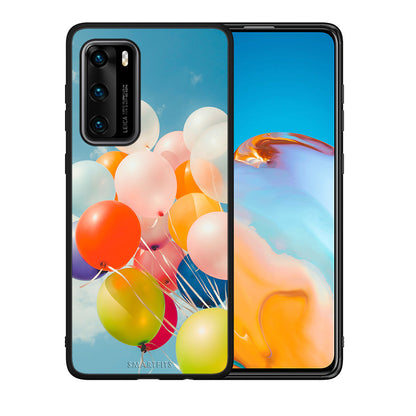 Θήκη Huawei P40 Colorful Balloons από τη Smartfits με σχέδιο στο πίσω μέρος και μαύρο περίβλημα | Huawei P40 Colorful Balloons case with colorful back and black bezels