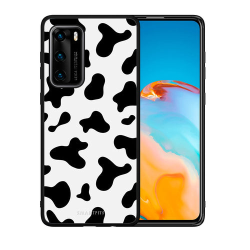 Θήκη Huawei P40 Cow Print από τη Smartfits με σχέδιο στο πίσω μέρος και μαύρο περίβλημα | Huawei P40 Cow Print case with colorful back and black bezels