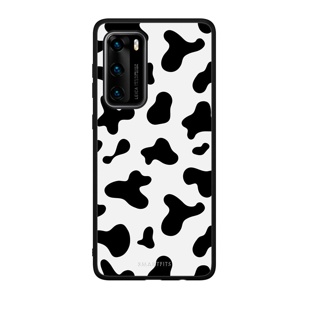 Huawei P40 Cow Print θήκη από τη Smartfits με σχέδιο στο πίσω μέρος και μαύρο περίβλημα | Smartphone case with colorful back and black bezels by Smartfits