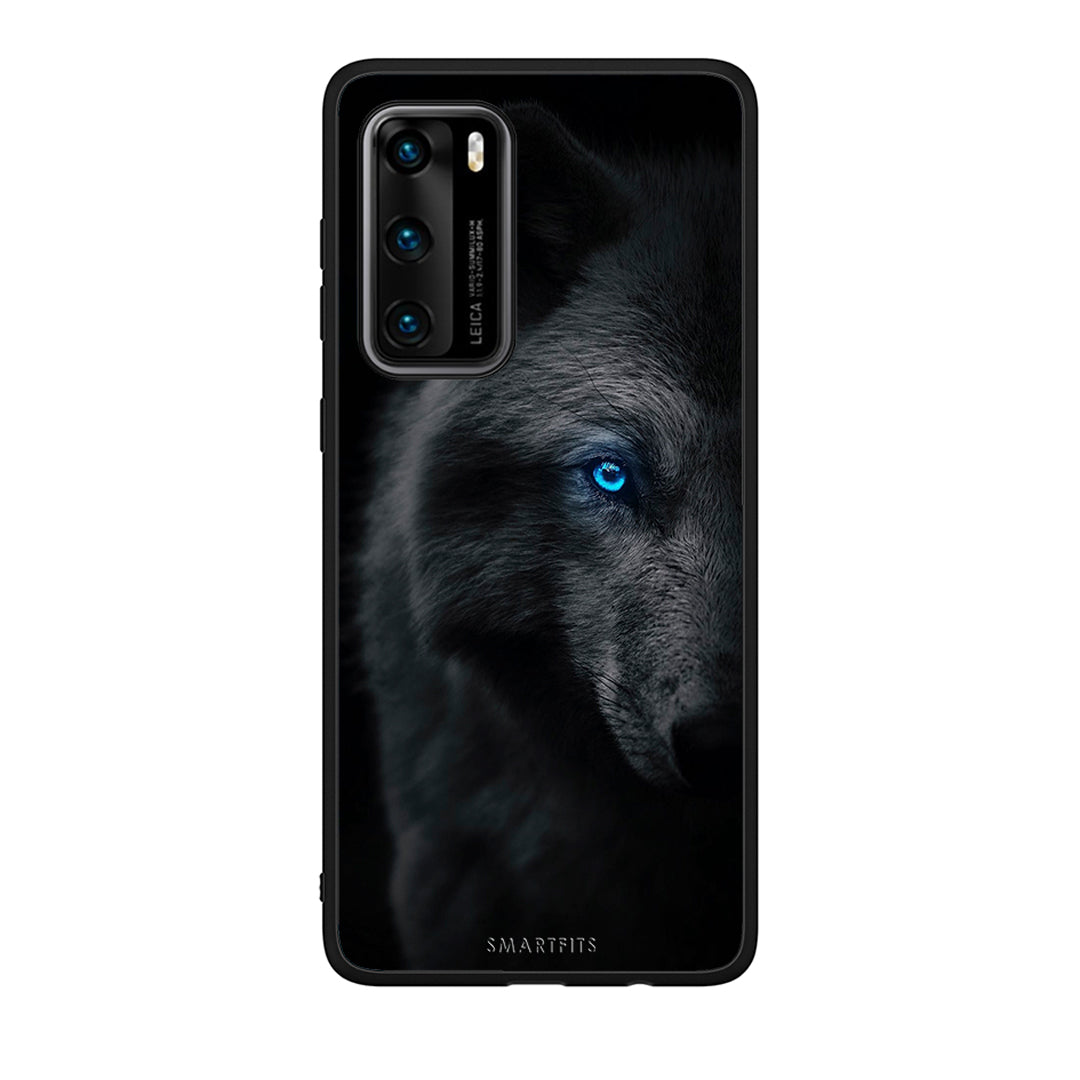 Huawei P40 Dark Wolf θήκη από τη Smartfits με σχέδιο στο πίσω μέρος και μαύρο περίβλημα | Smartphone case with colorful back and black bezels by Smartfits