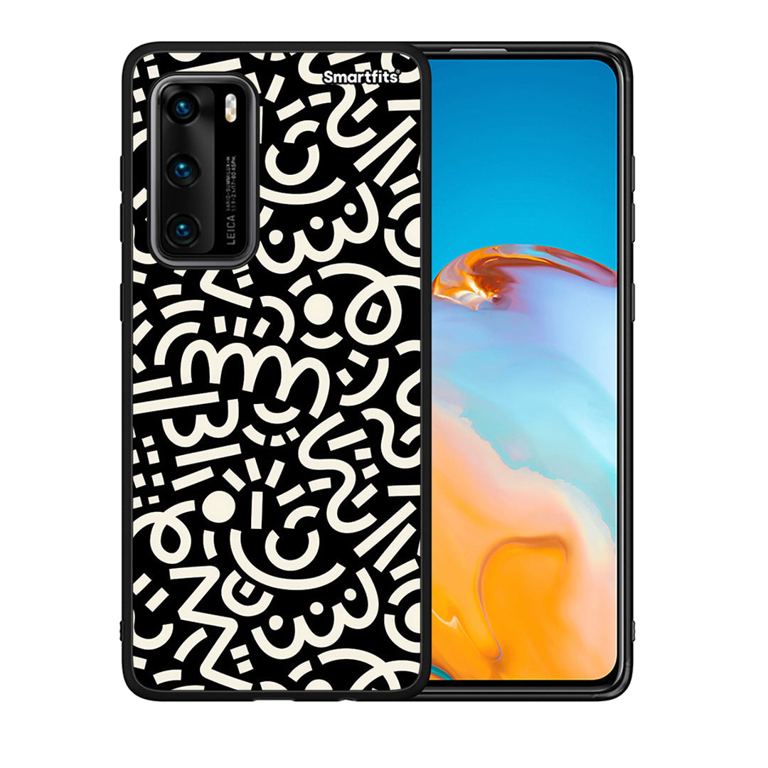 Θήκη Huawei P40 Doodle Art από τη Smartfits με σχέδιο στο πίσω μέρος και μαύρο περίβλημα | Huawei P40 Doodle Art case with colorful back and black bezels