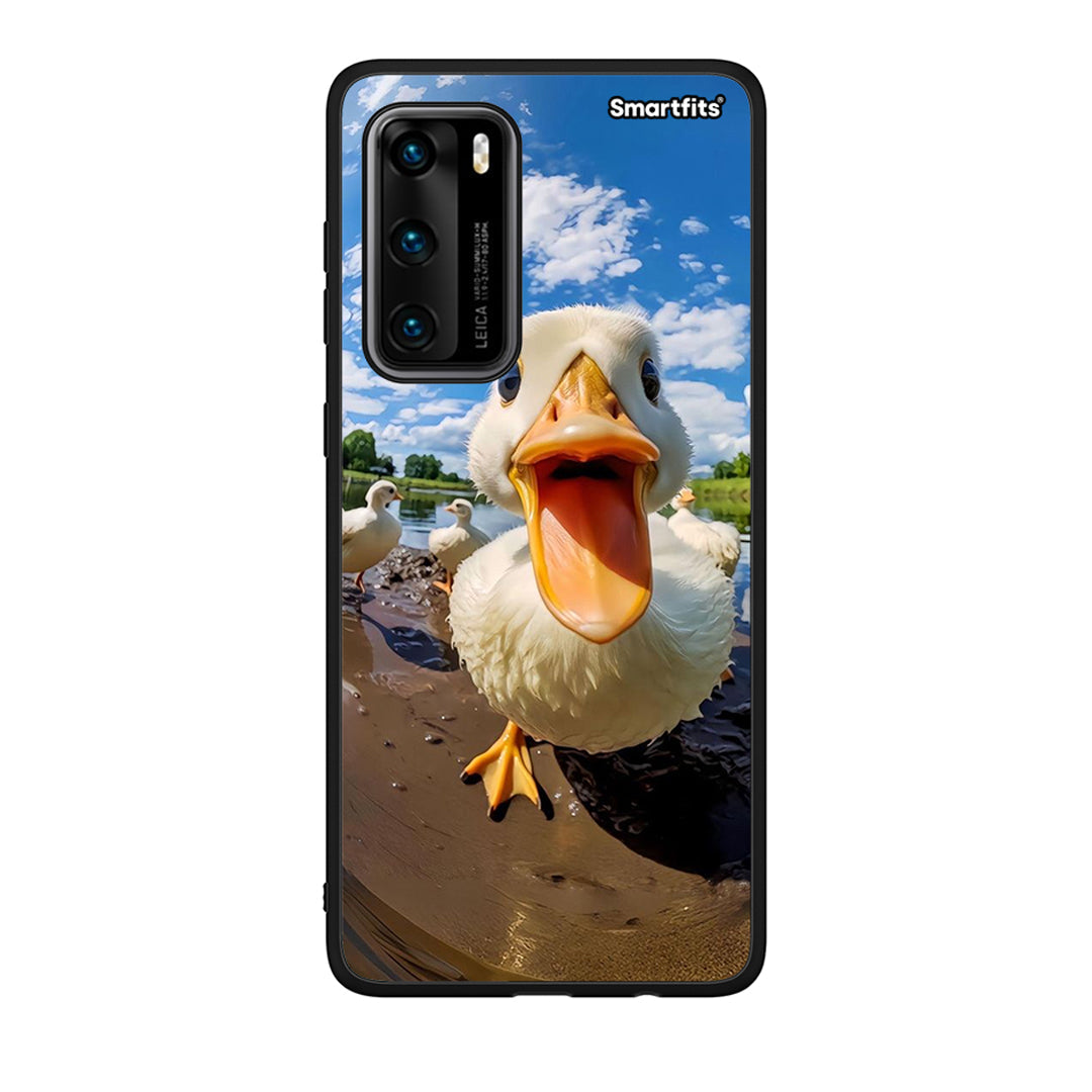 Huawei P40 Duck Face θήκη από τη Smartfits με σχέδιο στο πίσω μέρος και μαύρο περίβλημα | Smartphone case with colorful back and black bezels by Smartfits