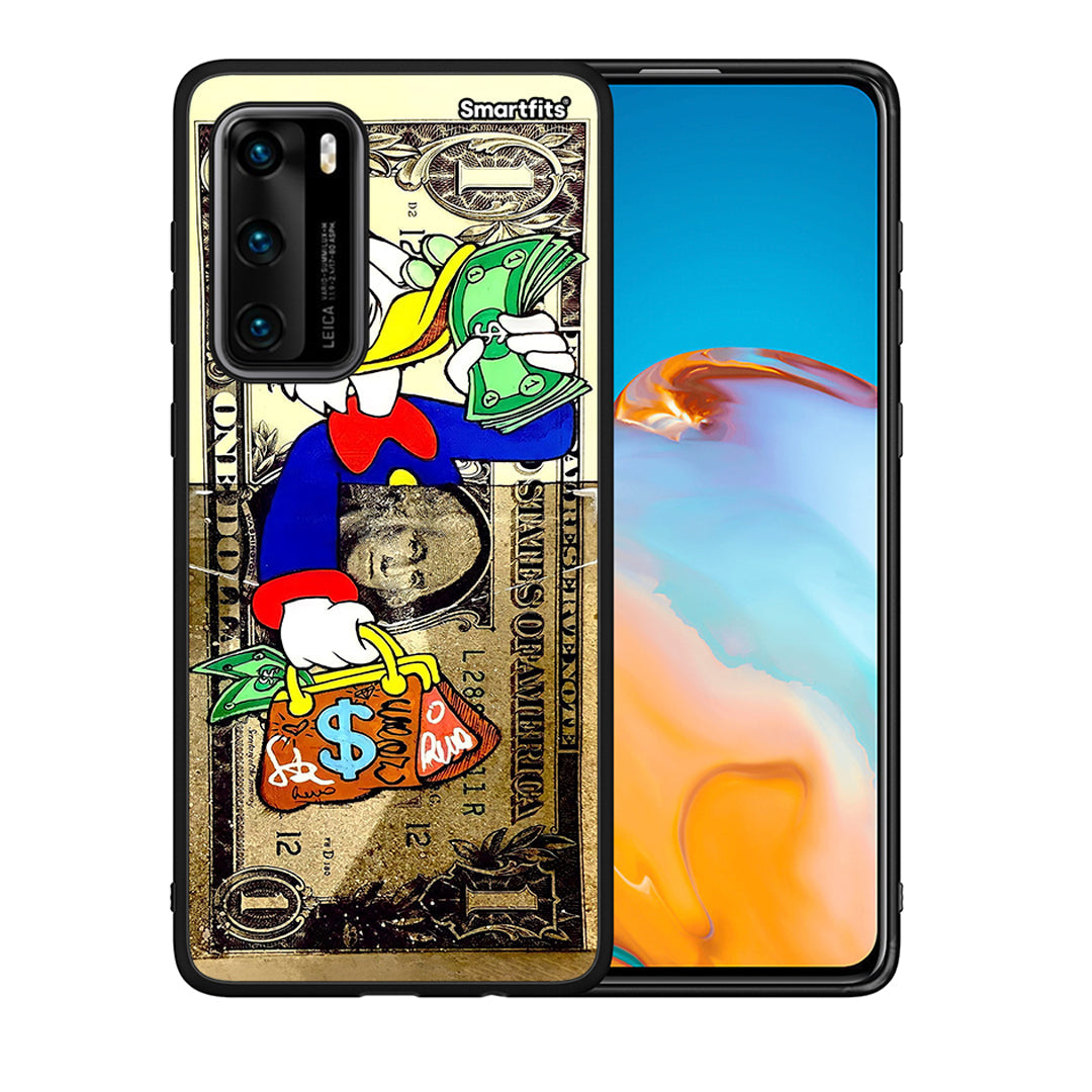 Θήκη Huawei P40 Duck Money από τη Smartfits με σχέδιο στο πίσω μέρος και μαύρο περίβλημα | Huawei P40 Duck Money case with colorful back and black bezels