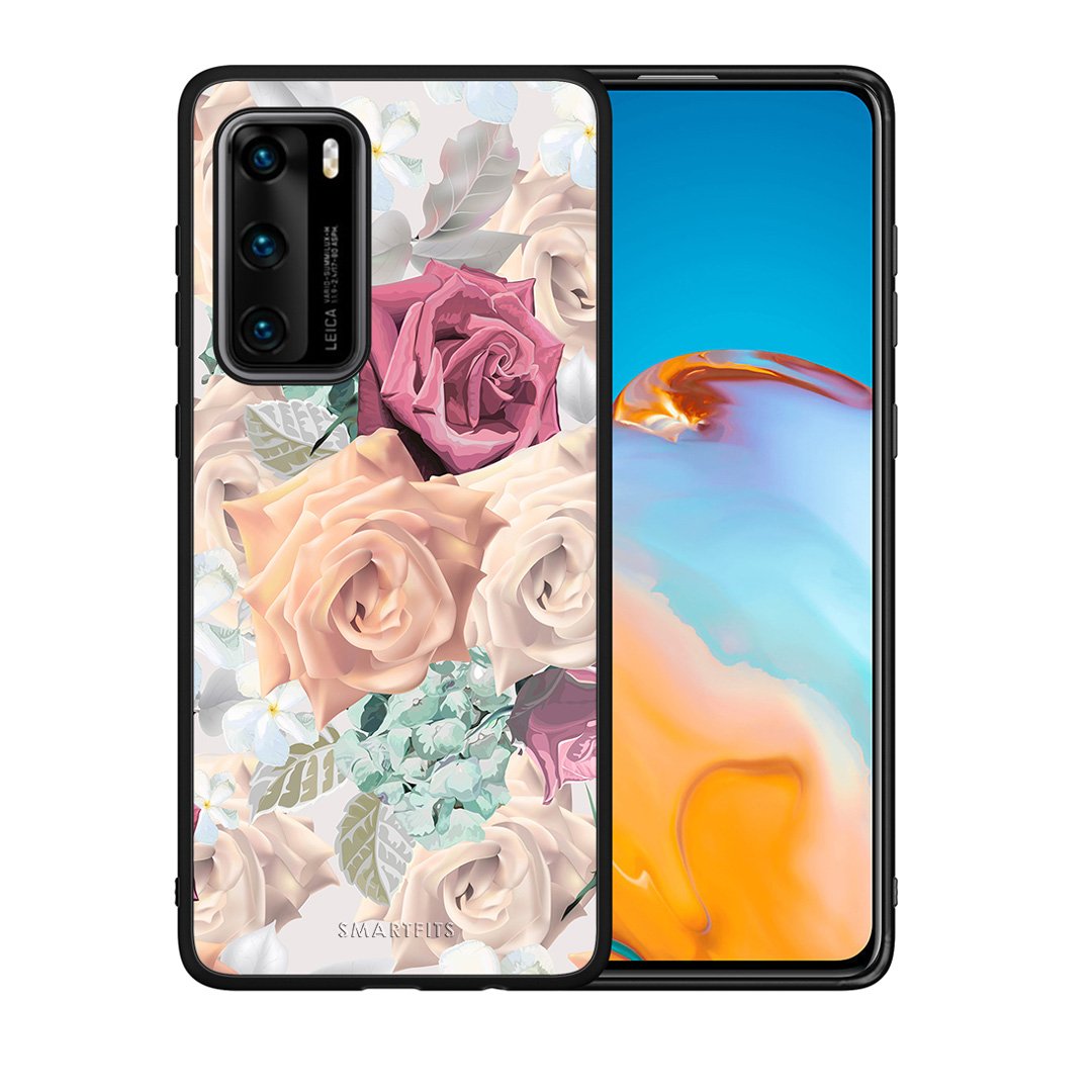 Θήκη Huawei P40 Bouquet Floral από τη Smartfits με σχέδιο στο πίσω μέρος και μαύρο περίβλημα | Huawei P40 Bouquet Floral case with colorful back and black bezels