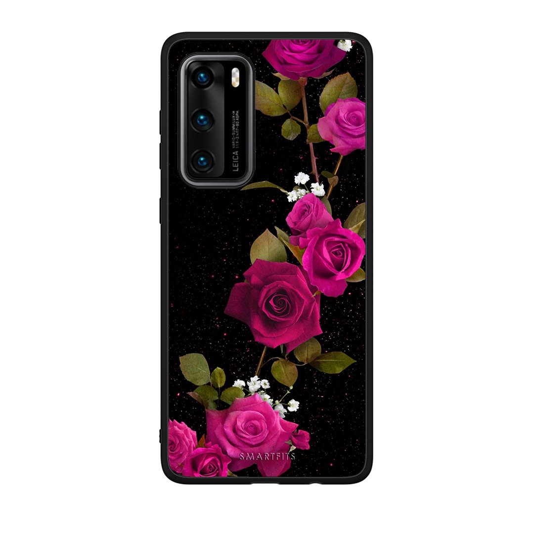 4 - Huawei P40 Red Roses Flower case, cover, bumper