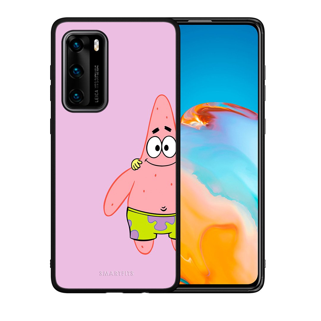 Θήκη Huawei P40  Friends Patrick από τη Smartfits με σχέδιο στο πίσω μέρος και μαύρο περίβλημα | Huawei P40  Friends Patrick case with colorful back and black bezels