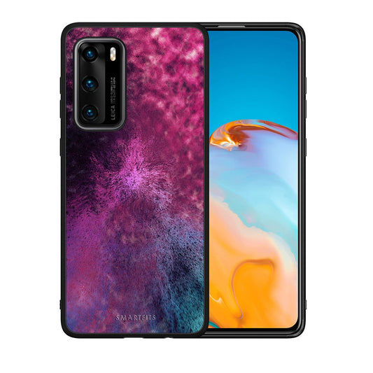 Θήκη Huawei P40 Aurora Galaxy από τη Smartfits με σχέδιο στο πίσω μέρος και μαύρο περίβλημα | Huawei P40 Aurora Galaxy case with colorful back and black bezels