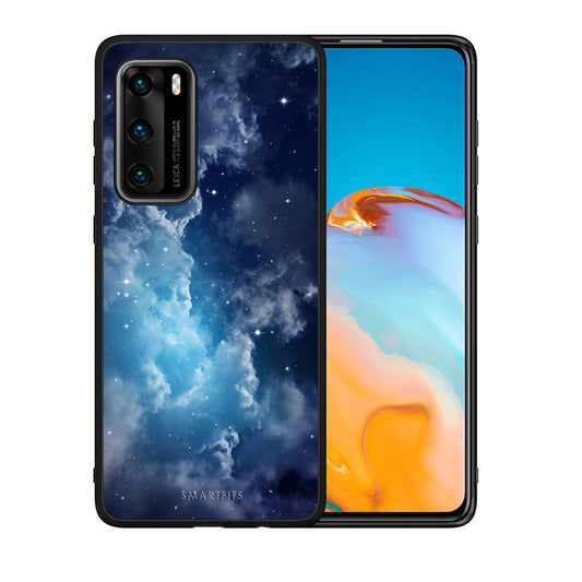 Θήκη Huawei P40 Blue Sky Galaxy από τη Smartfits με σχέδιο στο πίσω μέρος και μαύρο περίβλημα | Huawei P40 Blue Sky Galaxy case with colorful back and black bezels