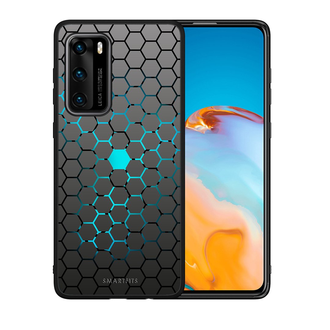 Θήκη Huawei P40 Hexagonal Geometric από τη Smartfits με σχέδιο στο πίσω μέρος και μαύρο περίβλημα | Huawei P40 Hexagonal Geometric case with colorful back and black bezels