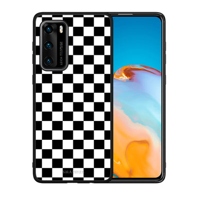 Θήκη Huawei P40 Squares Geometric από τη Smartfits με σχέδιο στο πίσω μέρος και μαύρο περίβλημα | Huawei P40 Squares Geometric case with colorful back and black bezels