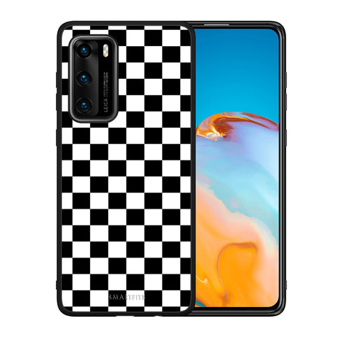 Θήκη Huawei P40 Squares Geometric από τη Smartfits με σχέδιο στο πίσω μέρος και μαύρο περίβλημα | Huawei P40 Squares Geometric case with colorful back and black bezels