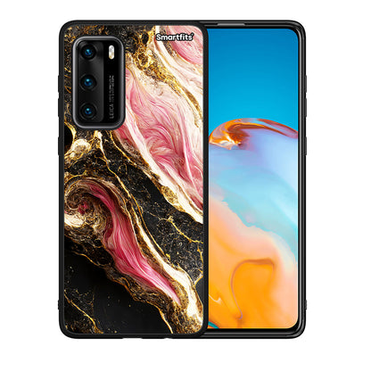 Θήκη Huawei P40 Glamorous Pink Marble από τη Smartfits με σχέδιο στο πίσω μέρος και μαύρο περίβλημα | Huawei P40 Glamorous Pink Marble case with colorful back and black bezels