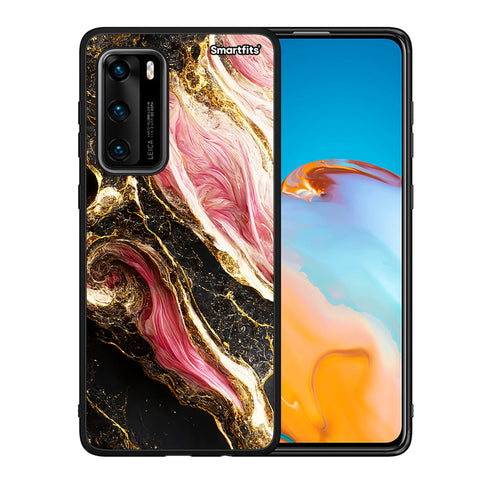 Θήκη Huawei P40 Glamorous Pink Marble από τη Smartfits με σχέδιο στο πίσω μέρος και μαύρο περίβλημα | Huawei P40 Glamorous Pink Marble case with colorful back and black bezels