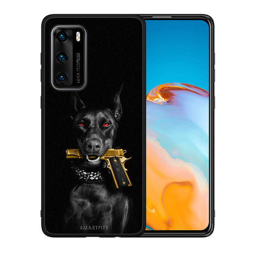 Θήκη Αγίου Βαλεντίνου Huawei P40 Golden Gun από τη Smartfits με σχέδιο στο πίσω μέρος και μαύρο περίβλημα | Huawei P40 Golden Gun case with colorful back and black bezels