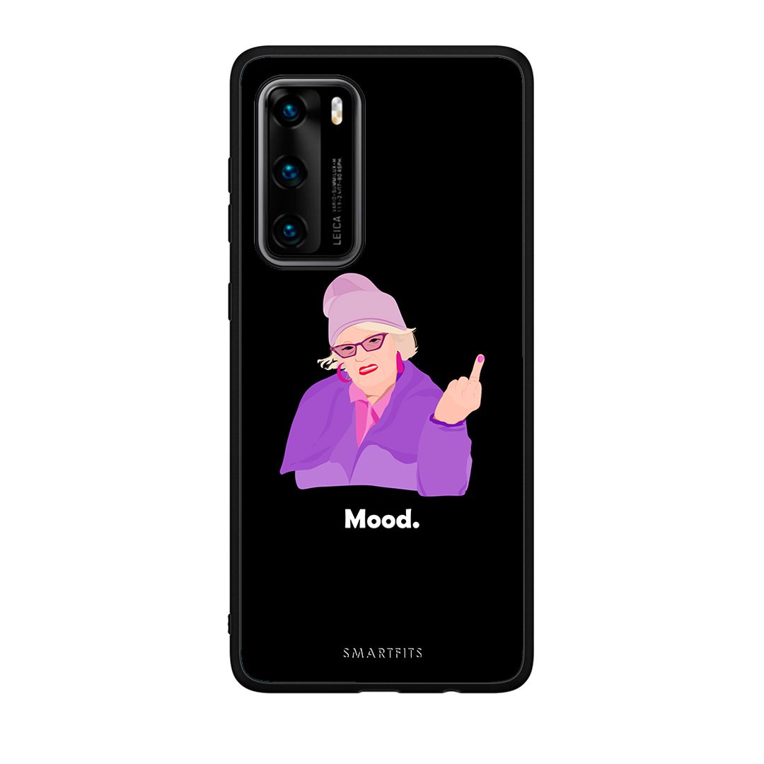 Huawei P40 Grandma Mood Black θήκη από τη Smartfits με σχέδιο στο πίσω μέρος και μαύρο περίβλημα | Smartphone case with colorful back and black bezels by Smartfits