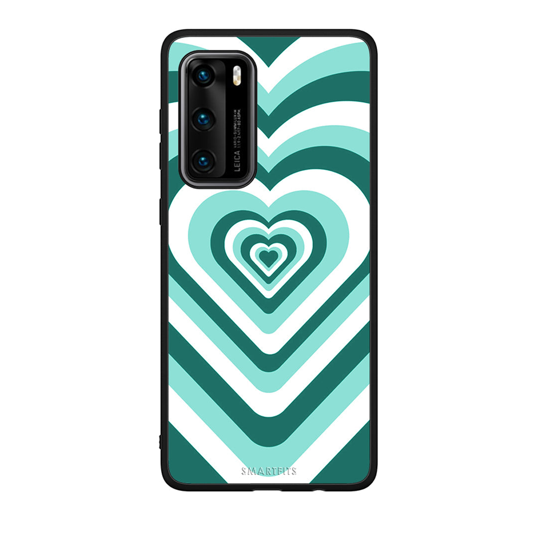 Huawei P40 Green Hearts θήκη από τη Smartfits με σχέδιο στο πίσω μέρος και μαύρο περίβλημα | Smartphone case with colorful back and black bezels by Smartfits