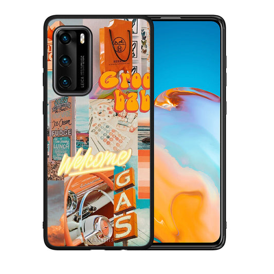 Θήκη Αγίου Βαλεντίνου Huawei P40 Groovy Babe από τη Smartfits με σχέδιο στο πίσω μέρος και μαύρο περίβλημα | Huawei P40 Groovy Babe case with colorful back and black bezels