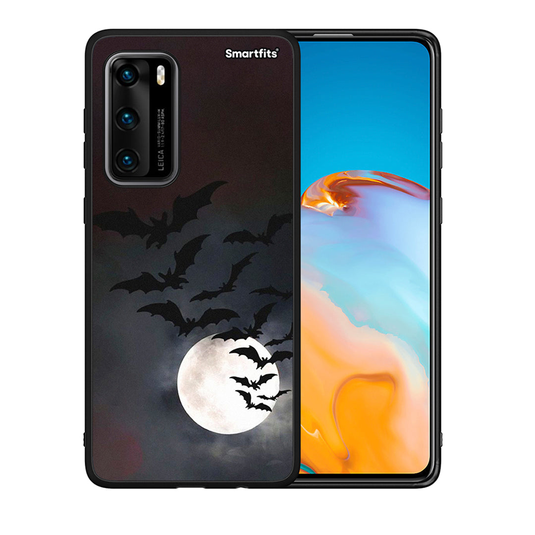Θήκη Huawei P40 Halloween Bat Night από τη Smartfits με σχέδιο στο πίσω μέρος και μαύρο περίβλημα | Huawei P40 Halloween Bat Night case with colorful back and black bezels