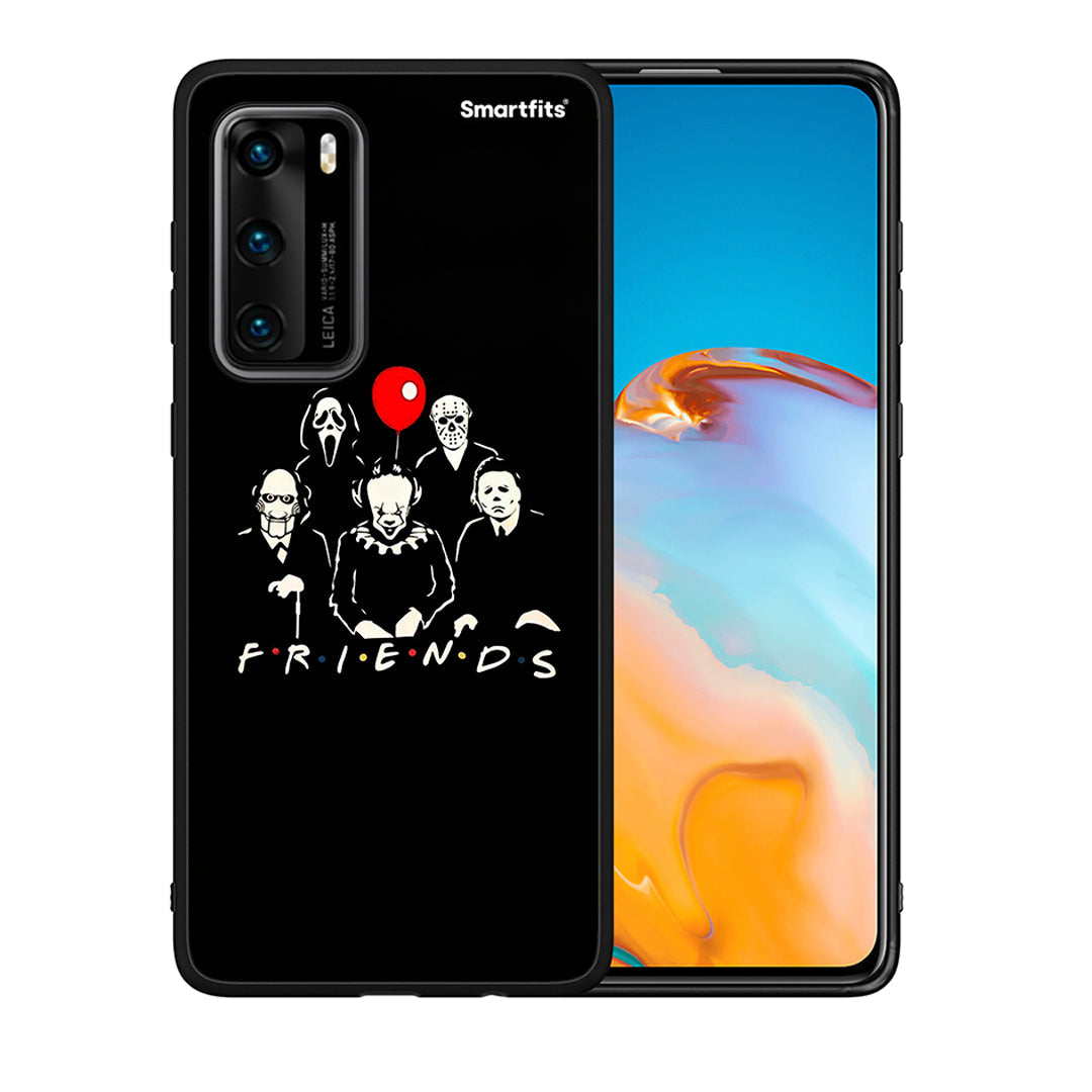 Θήκη Huawei P40 Halloween Friends από τη Smartfits με σχέδιο στο πίσω μέρος και μαύρο περίβλημα | Huawei P40 Halloween Friends case with colorful back and black bezels