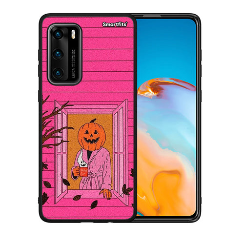 Θήκη Huawei P40 Halloween Pumpkin Lady από τη Smartfits με σχέδιο στο πίσω μέρος και μαύρο περίβλημα | Huawei P40 Halloween Pumpkin Lady case with colorful back and black bezels