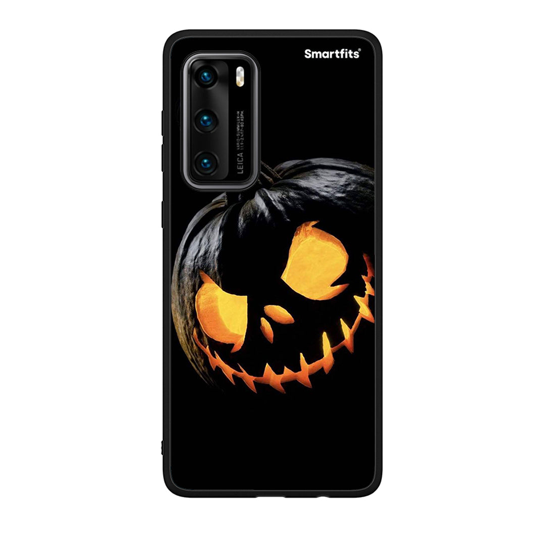 Huawei P40 Halloween Scary Pumpkin Θήκη από τη Smartfits με σχέδιο στο πίσω μέρος και μαύρο περίβλημα | Smartphone case with colorful back and black bezels by Smartfits