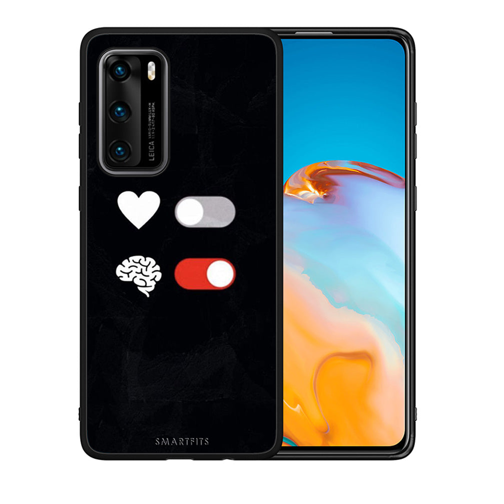 Θήκη Αγίου Βαλεντίνου Huawei P40 Heart Vs Brain από τη Smartfits με σχέδιο στο πίσω μέρος και μαύρο περίβλημα | Huawei P40 Heart Vs Brain case with colorful back and black bezels