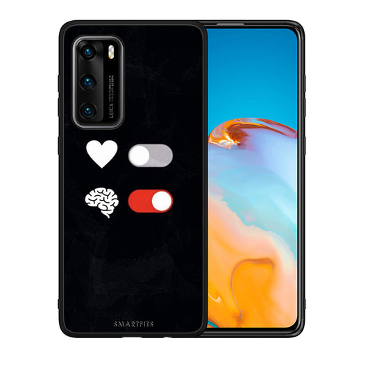 Θήκη Αγίου Βαλεντίνου Huawei P40 Heart Vs Brain από τη Smartfits με σχέδιο στο πίσω μέρος και μαύρο περίβλημα | Huawei P40 Heart Vs Brain case with colorful back and black bezels