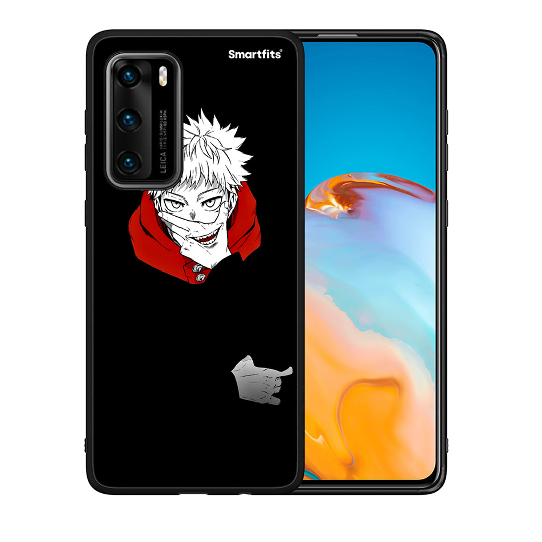 Θήκη Huawei P40 Itadori Anime από τη Smartfits με σχέδιο στο πίσω μέρος και μαύρο περίβλημα | Huawei P40 Itadori Anime case with colorful back and black bezels