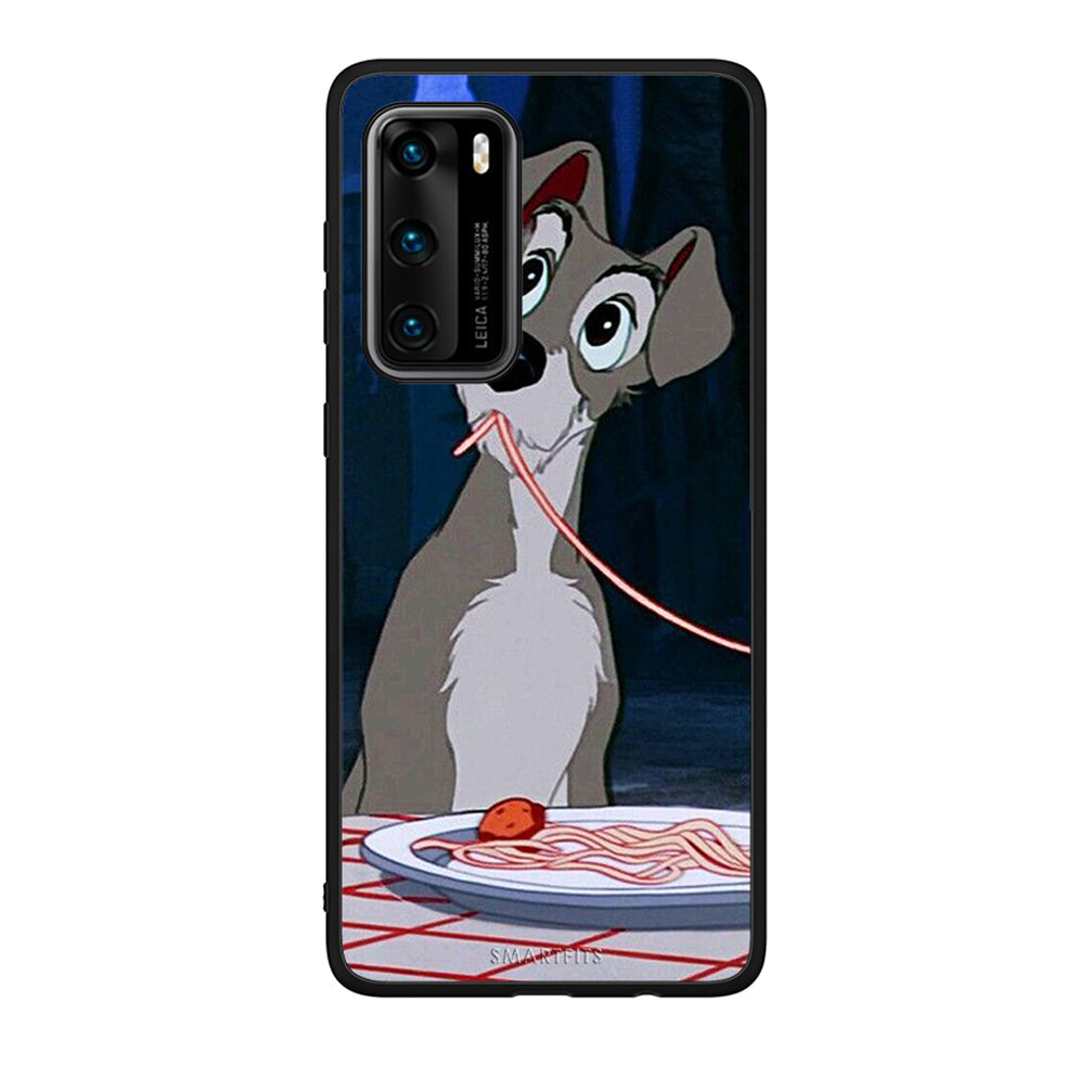 Huawei P40 Lady And Tramp 1 Θήκη Αγίου Βαλεντίνου από τη Smartfits με σχέδιο στο πίσω μέρος και μαύρο περίβλημα | Smartphone case with colorful back and black bezels by Smartfits