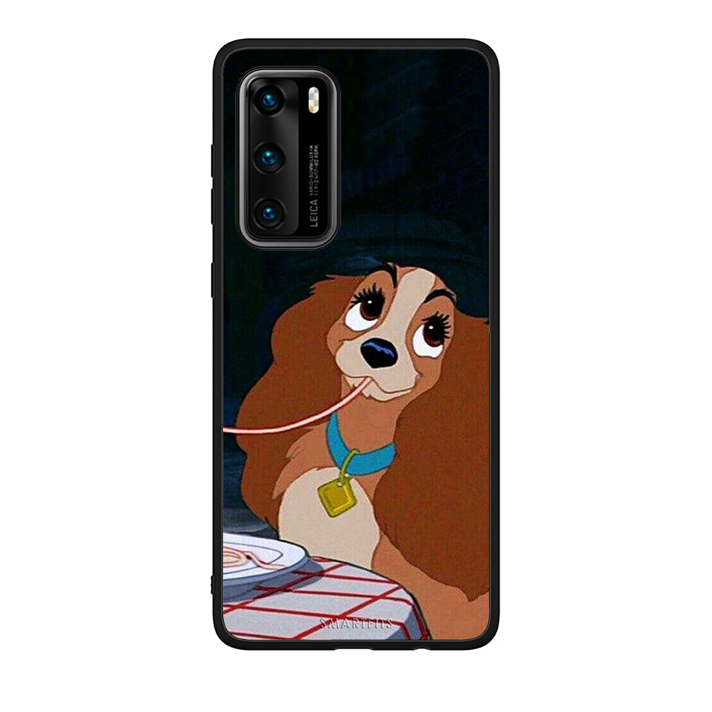 Huawei P40 Lady And Tramp 2 Θήκη Αγίου Βαλεντίνου από τη Smartfits με σχέδιο στο πίσω μέρος και μαύρο περίβλημα | Smartphone case with colorful back and black bezels by Smartfits