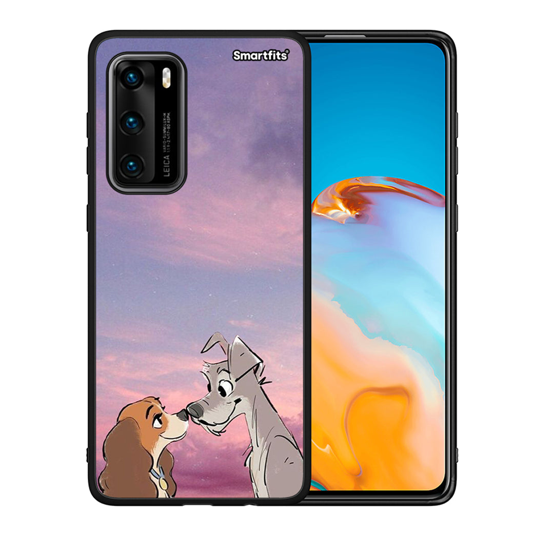 Θήκη Huawei P40 Lady And Tramp από τη Smartfits με σχέδιο στο πίσω μέρος και μαύρο περίβλημα | Huawei P40 Lady And Tramp case with colorful back and black bezels