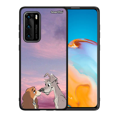 Θήκη Huawei P40 Lady And Tramp από τη Smartfits με σχέδιο στο πίσω μέρος και μαύρο περίβλημα | Huawei P40 Lady And Tramp case with colorful back and black bezels