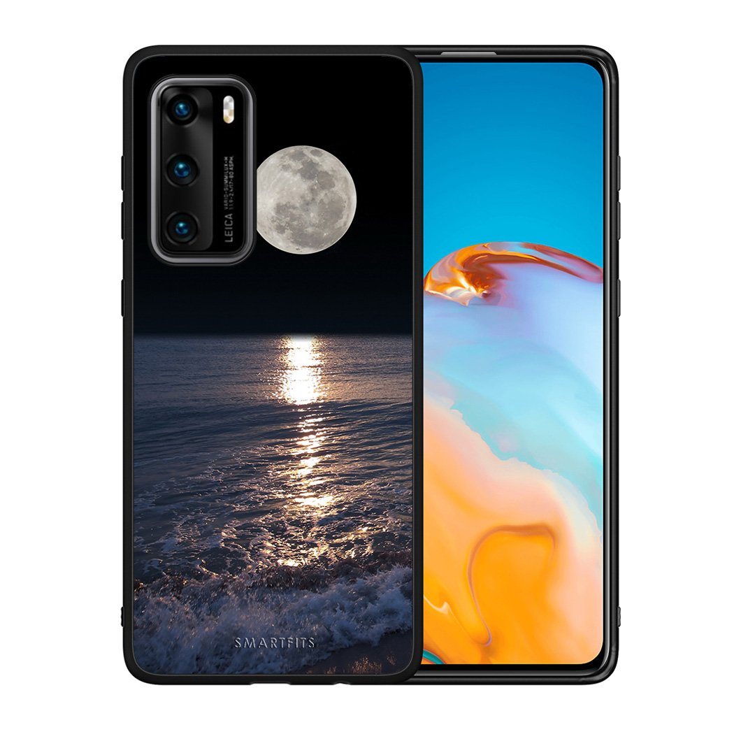 Θήκη Huawei P40 Moon Landscape από τη Smartfits με σχέδιο στο πίσω μέρος και μαύρο περίβλημα | Huawei P40 Moon Landscape case with colorful back and black bezels
