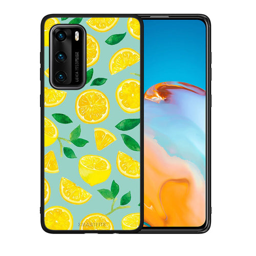 Θήκη Huawei P40 Lemons από τη Smartfits με σχέδιο στο πίσω μέρος και μαύρο περίβλημα | Huawei P40 Lemons case with colorful back and black bezels