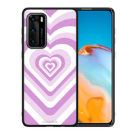 Thumbnail for Θήκη Huawei P40 Lilac Hearts από τη Smartfits με σχέδιο στο πίσω μέρος και μαύρο περίβλημα | Huawei P40 Lilac Hearts case with colorful back and black bezels