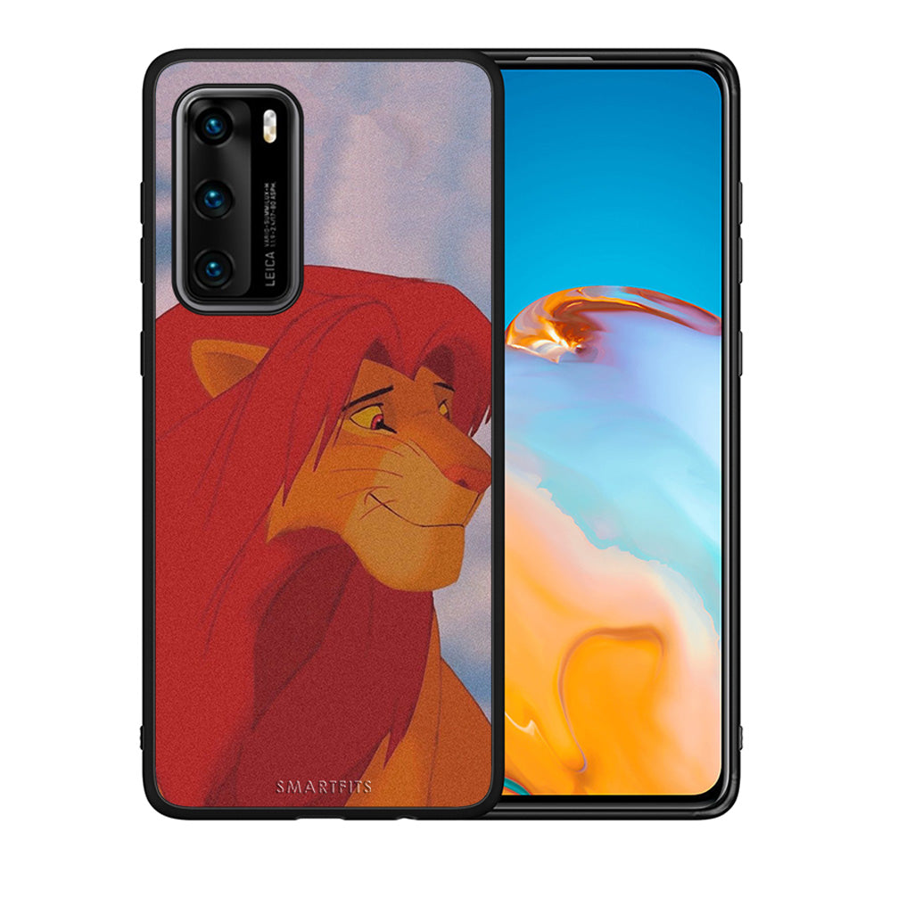 Θήκη Αγίου Βαλεντίνου Huawei P40 Lion Love 1 από τη Smartfits με σχέδιο στο πίσω μέρος και μαύρο περίβλημα | Huawei P40 Lion Love 1 case with colorful back and black bezels