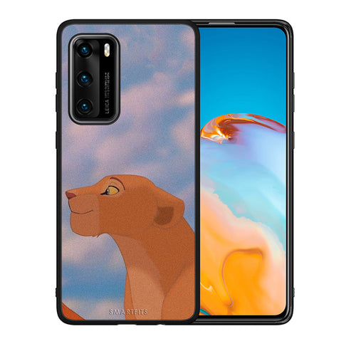 Θήκη Αγίου Βαλεντίνου Huawei P40 Lion Love 2 από τη Smartfits με σχέδιο στο πίσω μέρος και μαύρο περίβλημα | Huawei P40 Lion Love 2 case with colorful back and black bezels