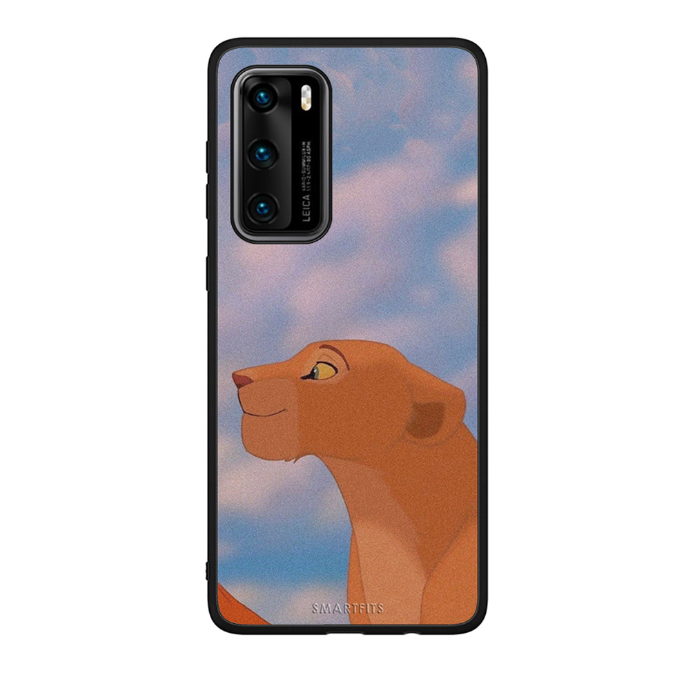 Huawei P40 Lion Love 2 Θήκη Αγίου Βαλεντίνου από τη Smartfits με σχέδιο στο πίσω μέρος και μαύρο περίβλημα | Smartphone case with colorful back and black bezels by Smartfits