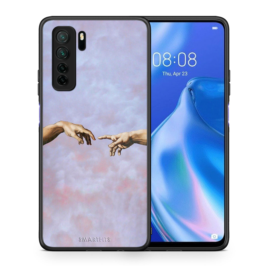 Θήκη Huawei P40 Lite 5G Adam Hand από τη Smartfits με σχέδιο στο πίσω μέρος και μαύρο περίβλημα | Huawei P40 Lite 5G Adam Hand Case with Colorful Back and Black Bezels