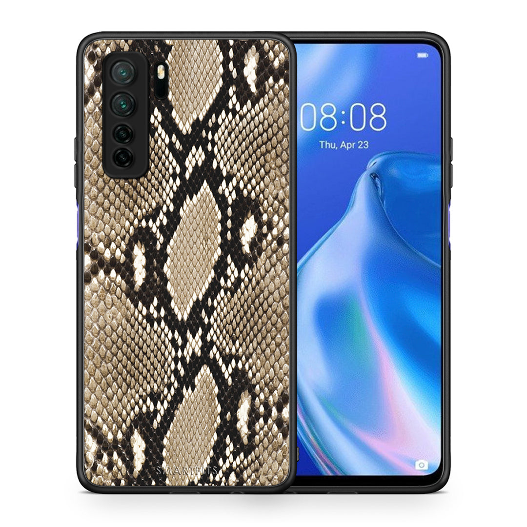 Θήκη Huawei P40 Lite 5G Animal Fashion Snake από τη Smartfits με σχέδιο στο πίσω μέρος και μαύρο περίβλημα | Huawei P40 Lite 5G Animal Fashion Snake Case with Colorful Back and Black Bezels