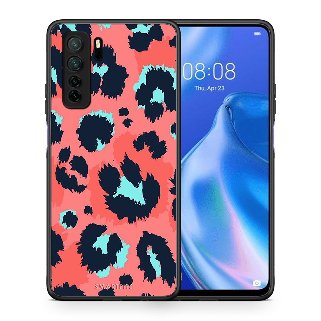 Θήκη Huawei P40 Lite 5G Animal Pink Leopard από τη Smartfits με σχέδιο στο πίσω μέρος και μαύρο περίβλημα | Huawei P40 Lite 5G Animal Pink Leopard Case with Colorful Back and Black Bezels