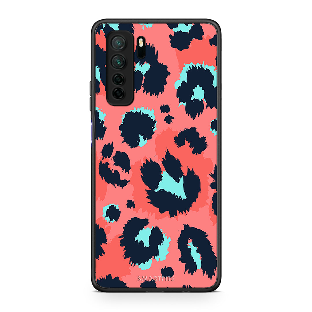 Θήκη Huawei P40 Lite 5G Animal Pink Leopard από τη Smartfits με σχέδιο στο πίσω μέρος και μαύρο περίβλημα | Huawei P40 Lite 5G Animal Pink Leopard Case with Colorful Back and Black Bezels