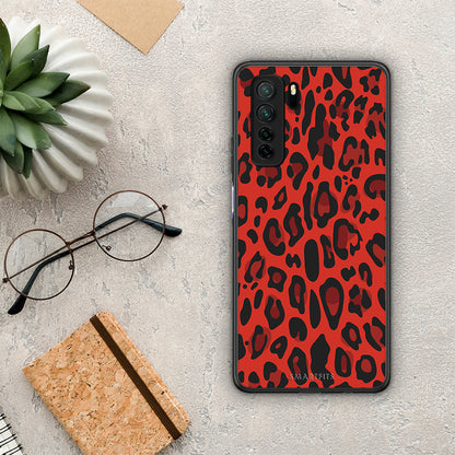 Θήκη Huawei P40 Lite 5G Animal Red Leopard από τη Smartfits με σχέδιο στο πίσω μέρος και μαύρο περίβλημα | Huawei P40 Lite 5G Animal Red Leopard Case with Colorful Back and Black Bezels