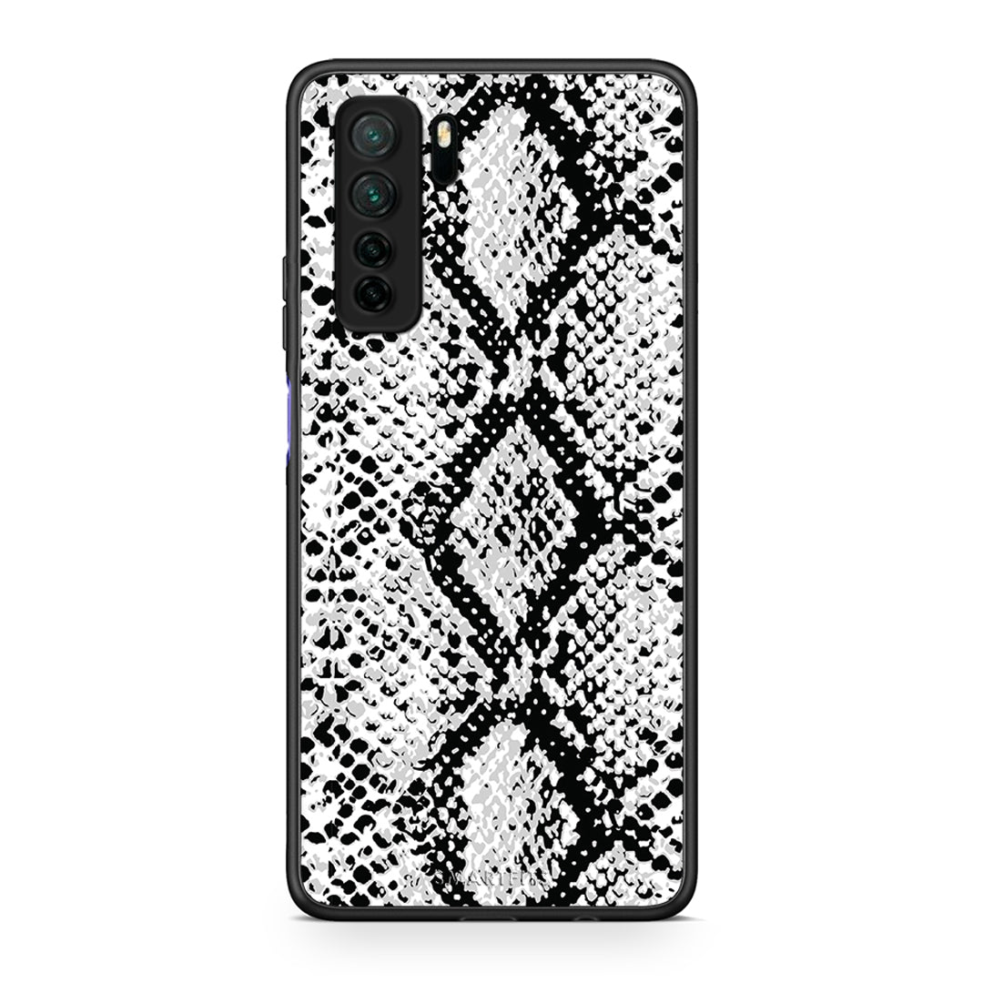 Θήκη Huawei P40 Lite 5G Animal White Snake από τη Smartfits με σχέδιο στο πίσω μέρος και μαύρο περίβλημα | Huawei P40 Lite 5G Animal White Snake Case with Colorful Back and Black Bezels